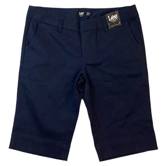 NWT Lee Uniform Shorts School Work Size 5 Juniors 8' inseam Navy Blue - Picture 1 of 11